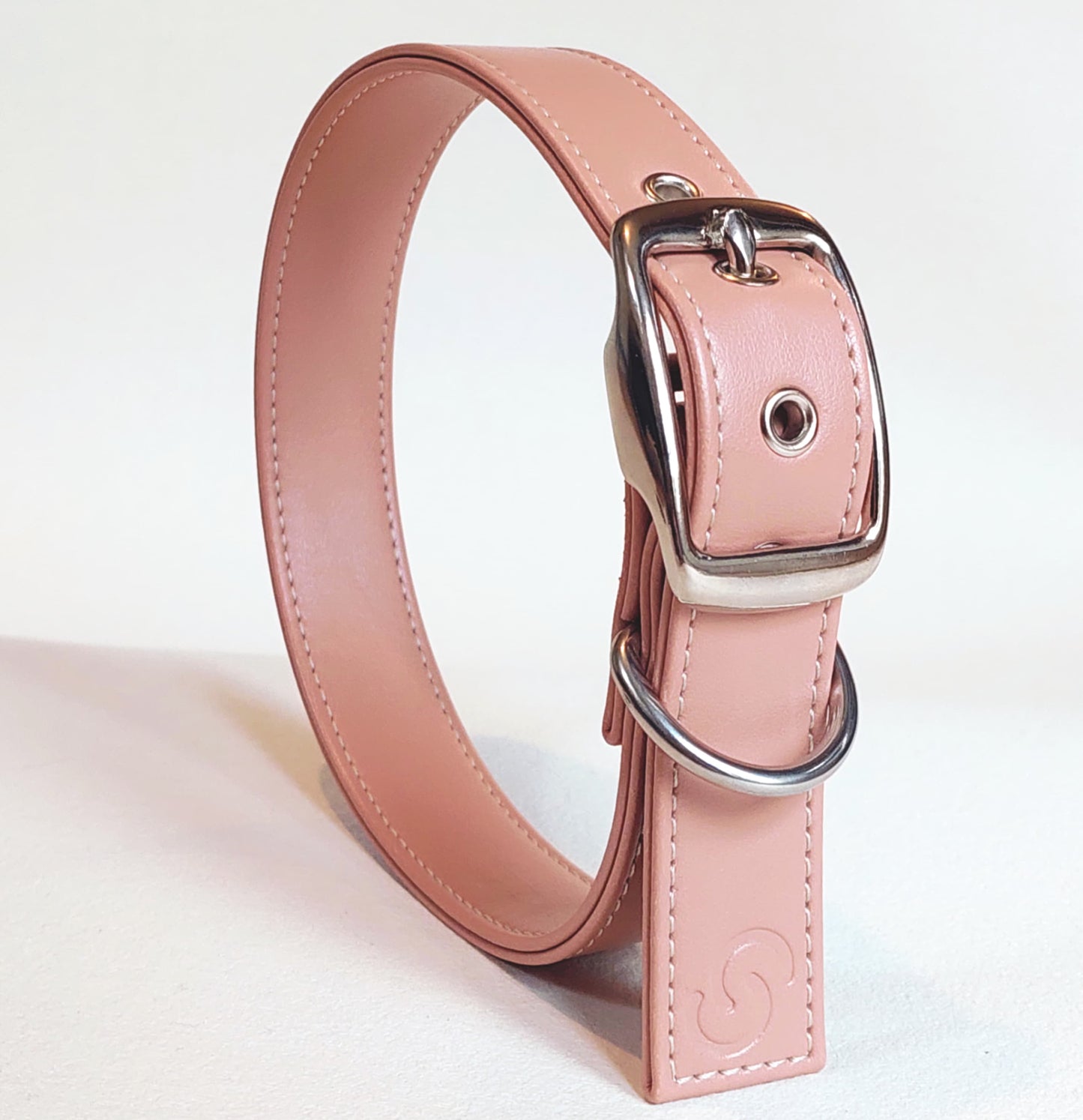 Blush pink vegan apple leather dog collar
